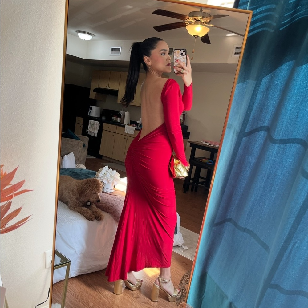 Melani the label Red Backless Evening Dress